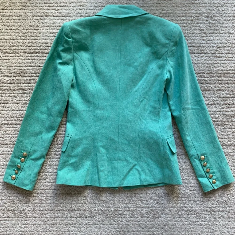 L’AGENCE Kenzie Double Breasted Cotton / Linen Blazer Seafoam NWT Size 0 - Picture 5 of 8